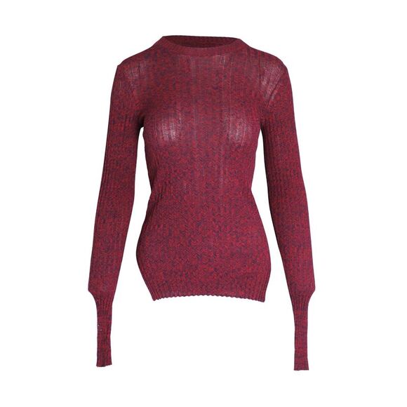 Celine Ribbed Sweater in Burgundy Cotton
